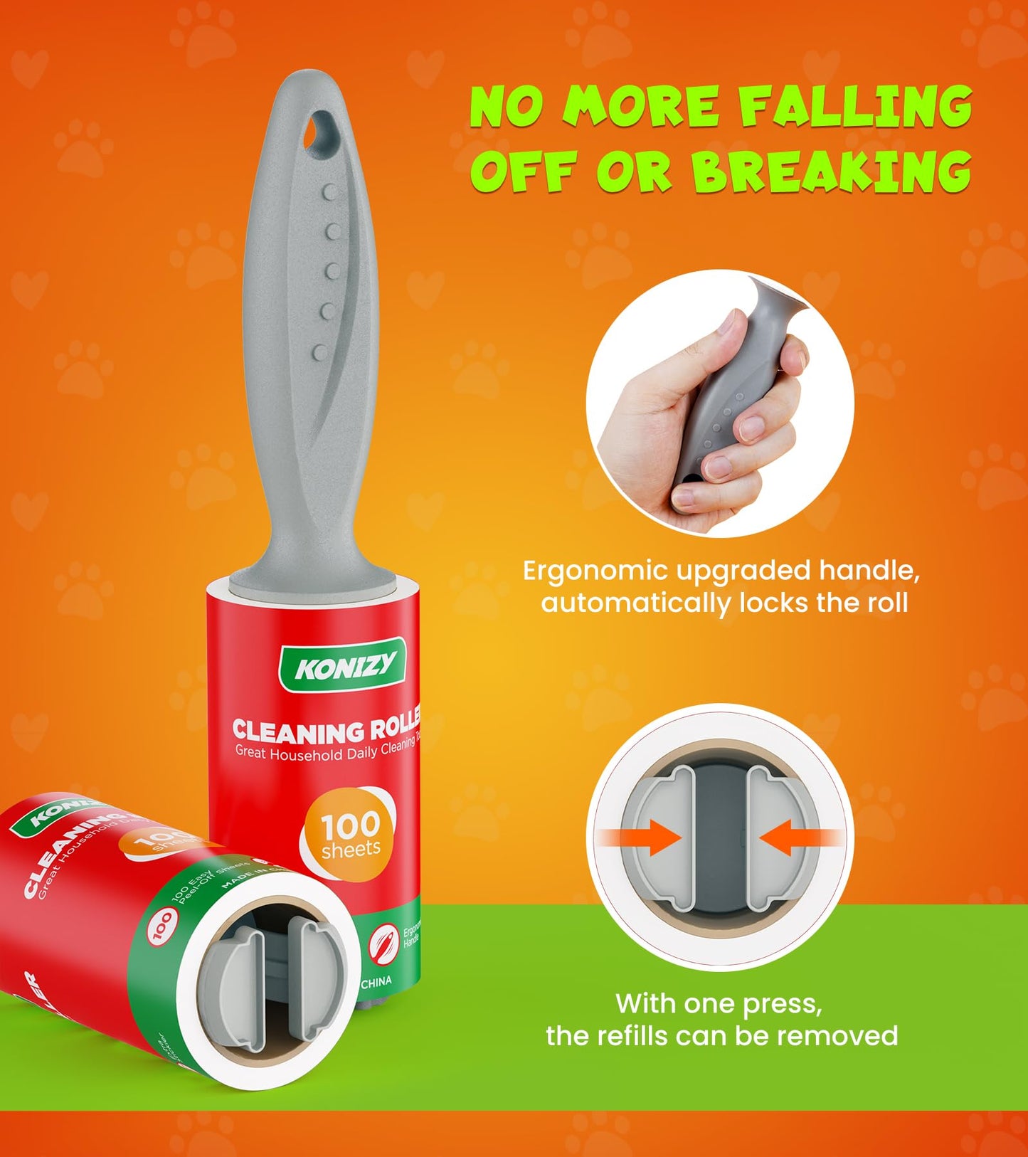 KONIZY Lint Rollers for Pet Hair Extra Sticky, 500 Sheets Mega Value Set Roller with 2 Upgraded Handles, 5 Portable Lint Roller for Clothes