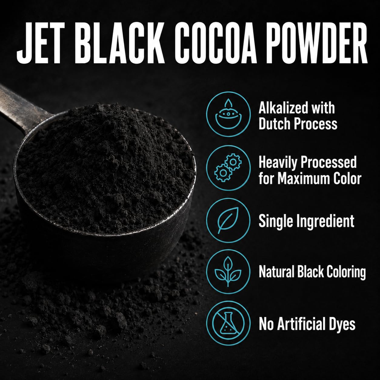 The Cocoa Trader Black Cocoa Powder for Baking (1 lb) - Darkest Dutch Processed Cocoa - Natural Jet Black Food Coloring Substitute - Unsweetened, Alkalized, Vegan, Gluten Free, 65 Servings