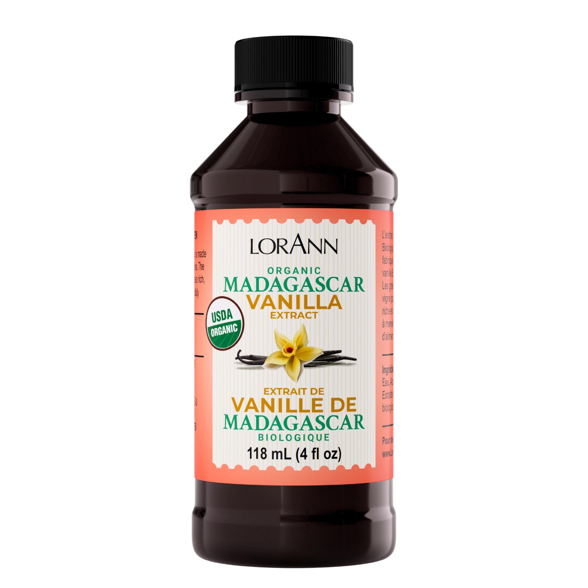 LorAnn Organic Madagascar Vanilla Extract 4 ounce bottle