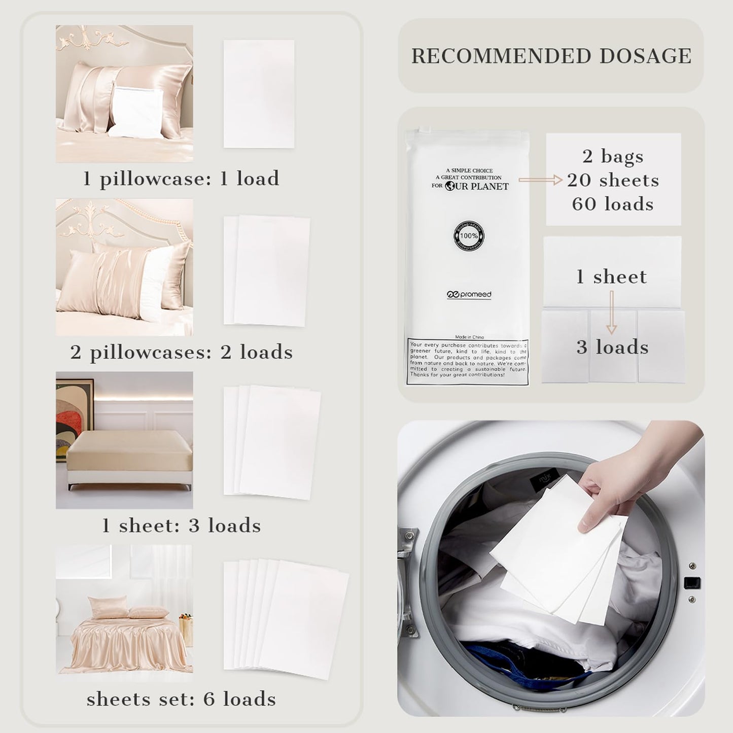 PROMEED Silk Detergent Sheets, Unscented for Delicates, Eco-friendly Plastic Free Non-sentizizing Gentle Silk Wash, Space Saving Easy to Carry