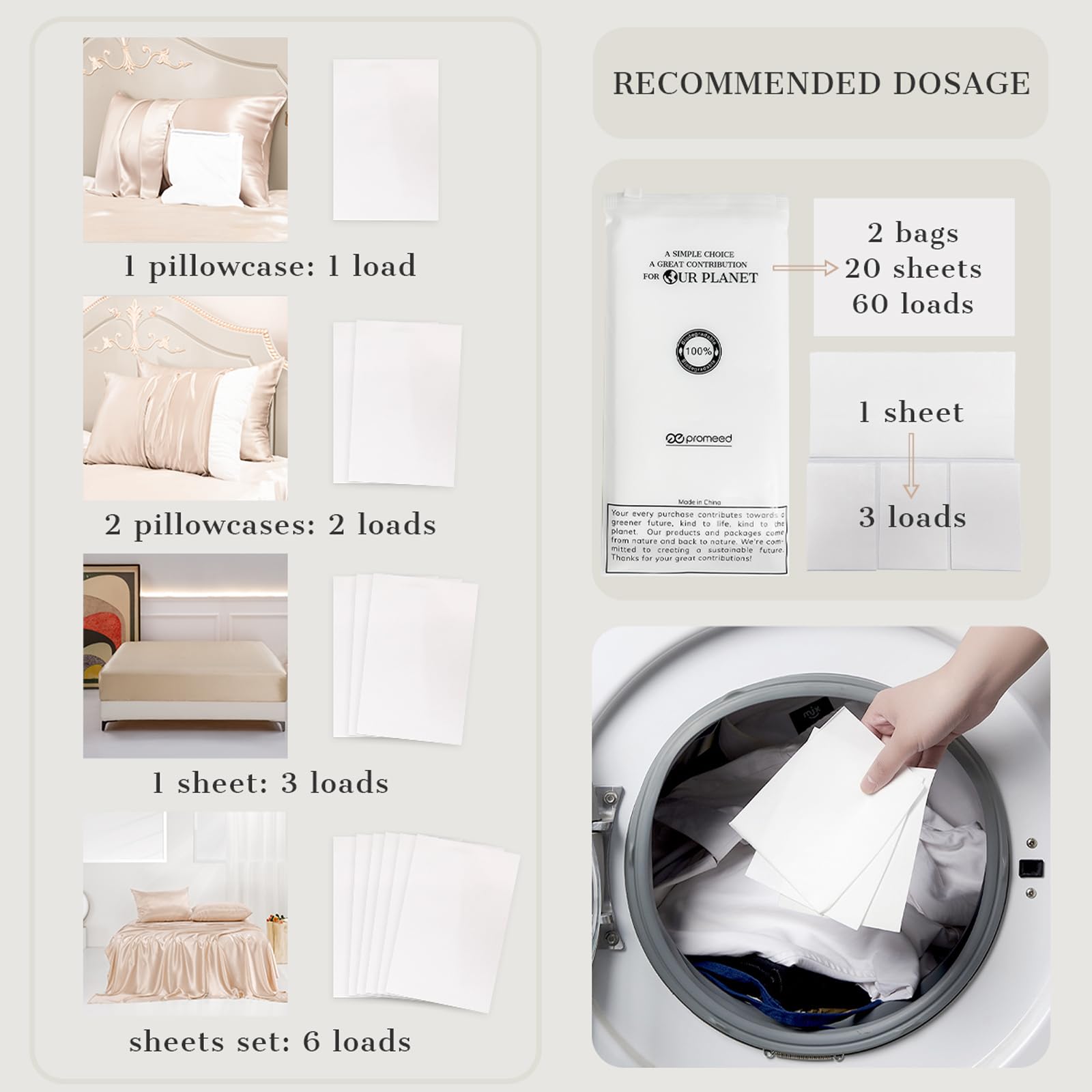 PROMEED Silk Detergent Sheets, Unscented for Delicates, Eco-friendly Plastic Free Non-sentizizing Gentle Silk Wash, Space Saving Easy to Carry