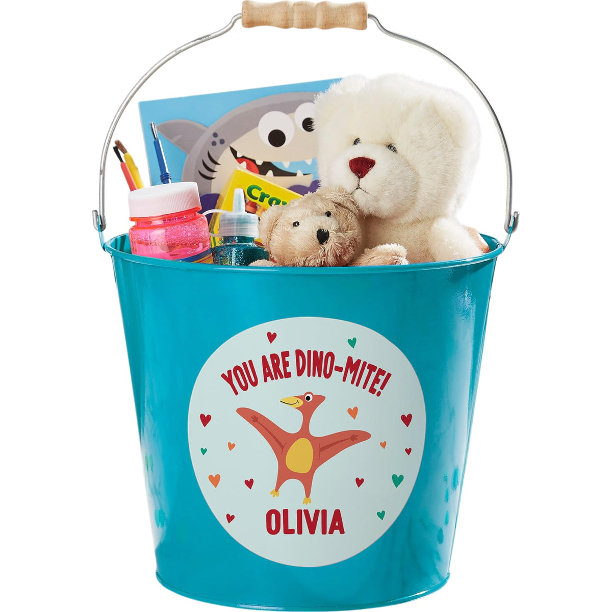 Personalization Universe Dino-Mite Personalized Large Turquoise Treat Bucket
