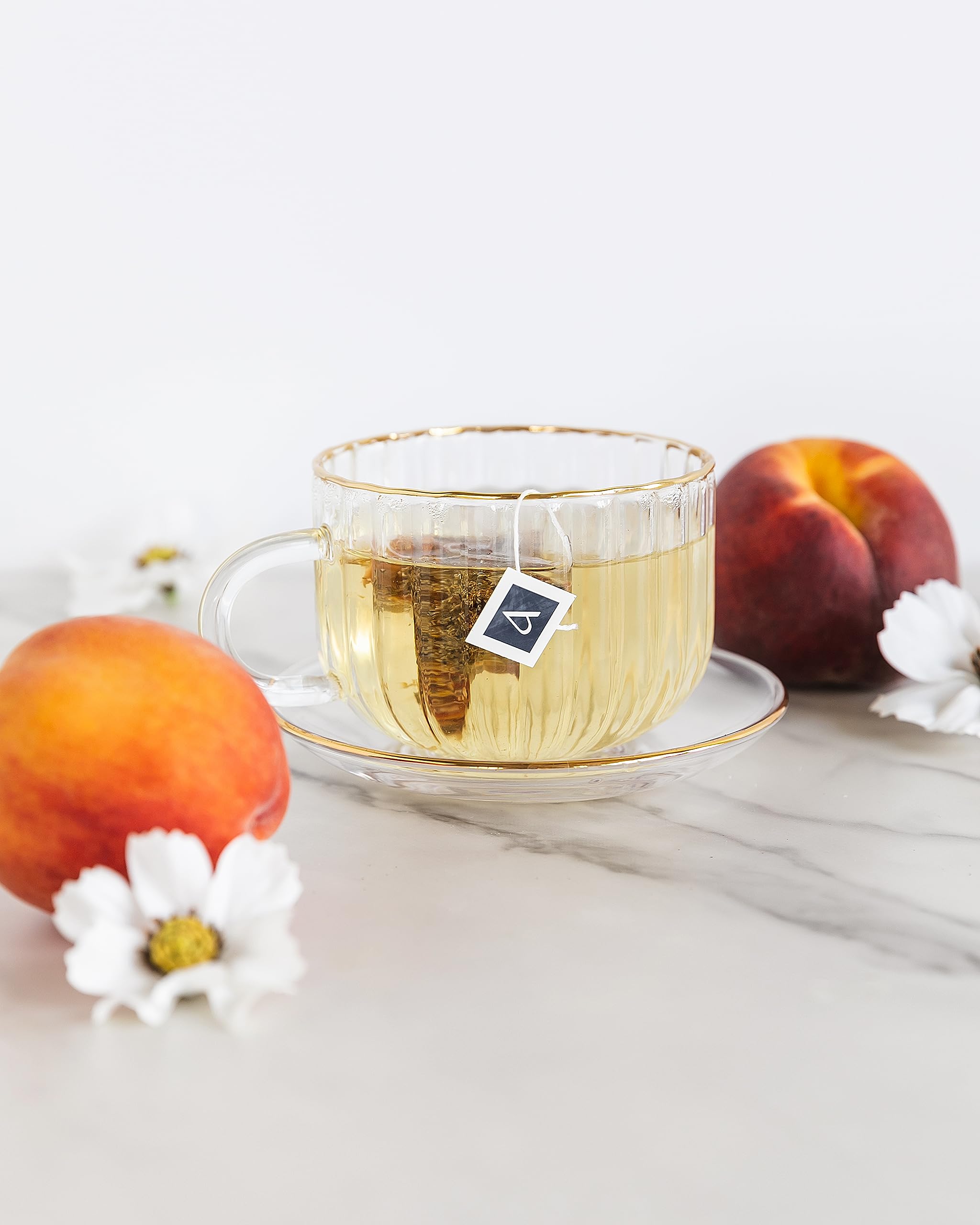 Arbata Serenity Peach Tea - Caffeine Free Herbal Tea with Natural Peach, Apple, Pineapple & Citrus Flavors - 12 Premium Pyramid Tea Bags - Decaf Fruit
