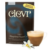 Clevr Sleeptime SuperLatte, Magnesium Sleep Drink with Ashwagandha, L-Theanine & Adaptogens, Caffeine-Free Instant Tea & Superfood Latte Powder, 14