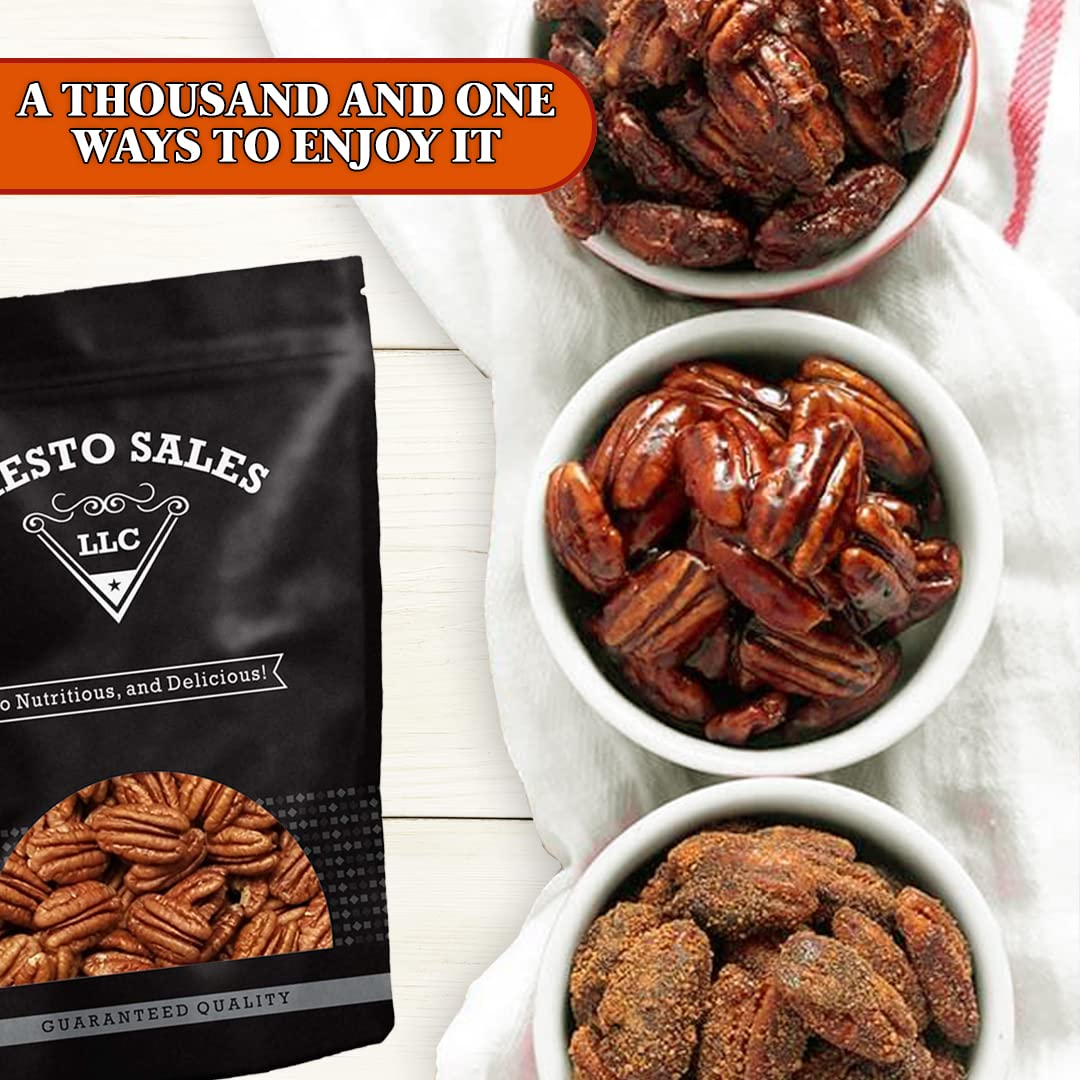 Presto Sales Pecan Halves 16 Oz | Raw, USA, Unsalted, Natural | Non-GMO, Keto/Paleo, Vegan | Perfect Mouth-Watering Taste, Low-Cholesterol, Dairy-Free