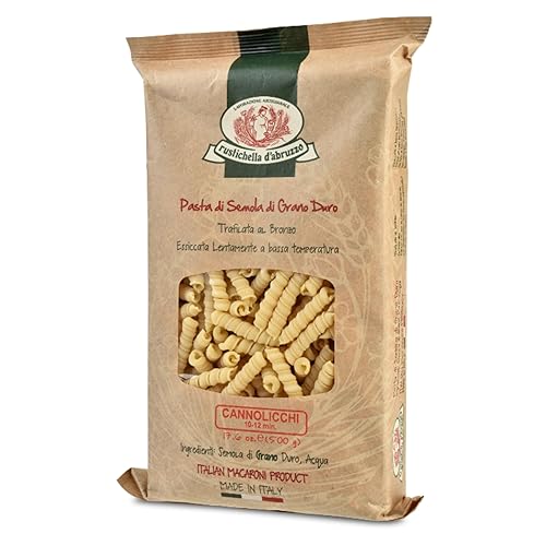 Rustichella d'Abruzzo Cannolicchi - 500g Short Pasta Mimicking Razor Shells - Classic Durum Wheat Pasta from Italy, Perfect for Shellfish Sauces