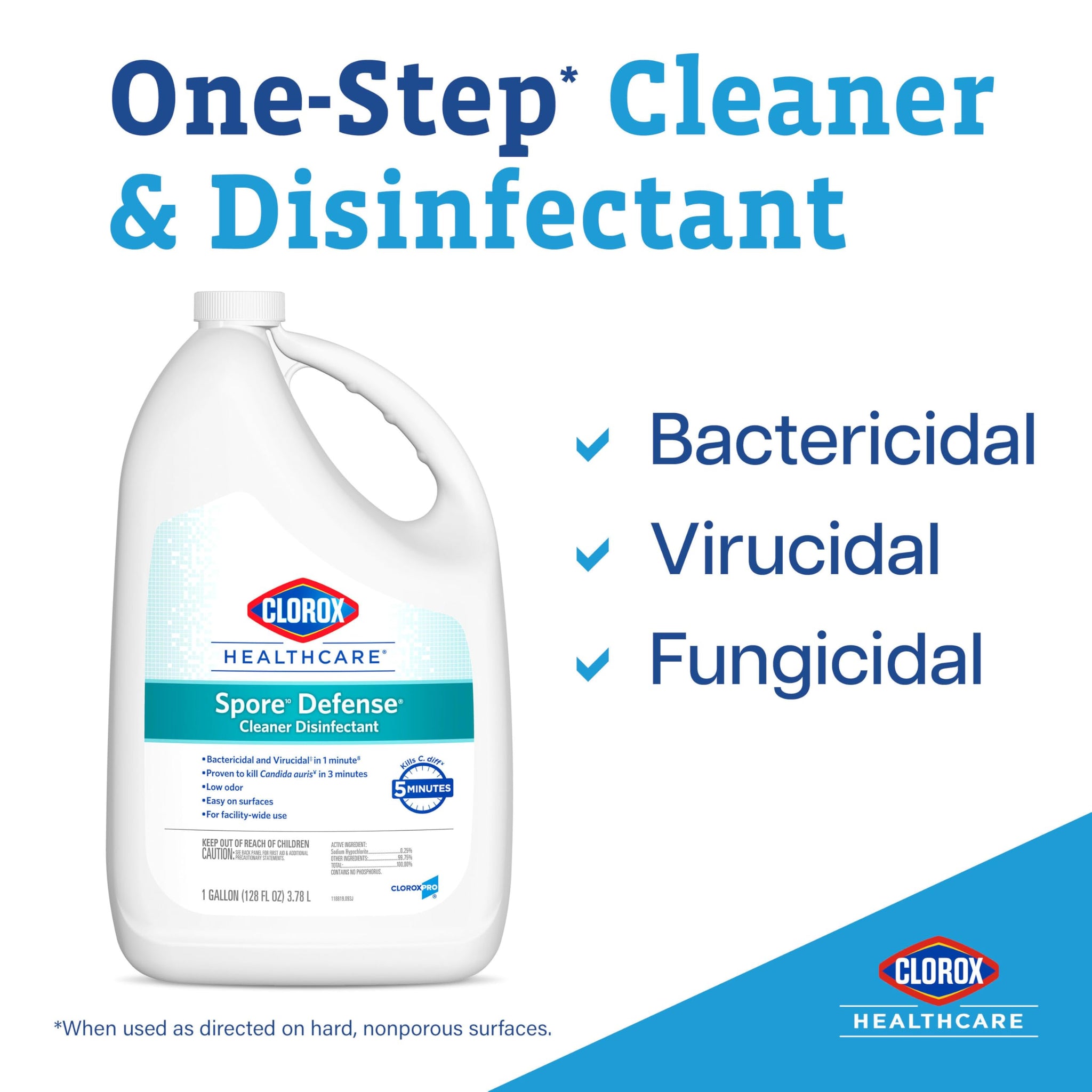 Clorox Healthcare Spore Defense Cleaner Disinfectant, Closed System Refill Bottle, 128 Fluid Ounces (Package May Vary)