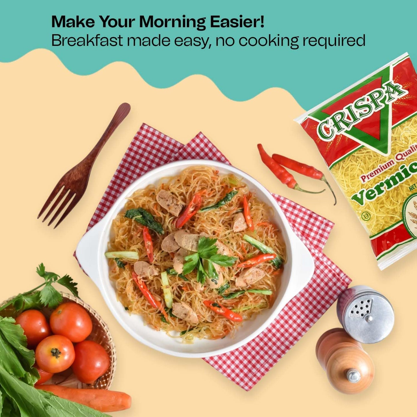 Crispa Premium Quality Vermicelli -16oz (1Lb), Delicious and Rich in Essential Nutrients Easily Cooked in 3 Minutes Tasty Pasta Having No Cholesterol