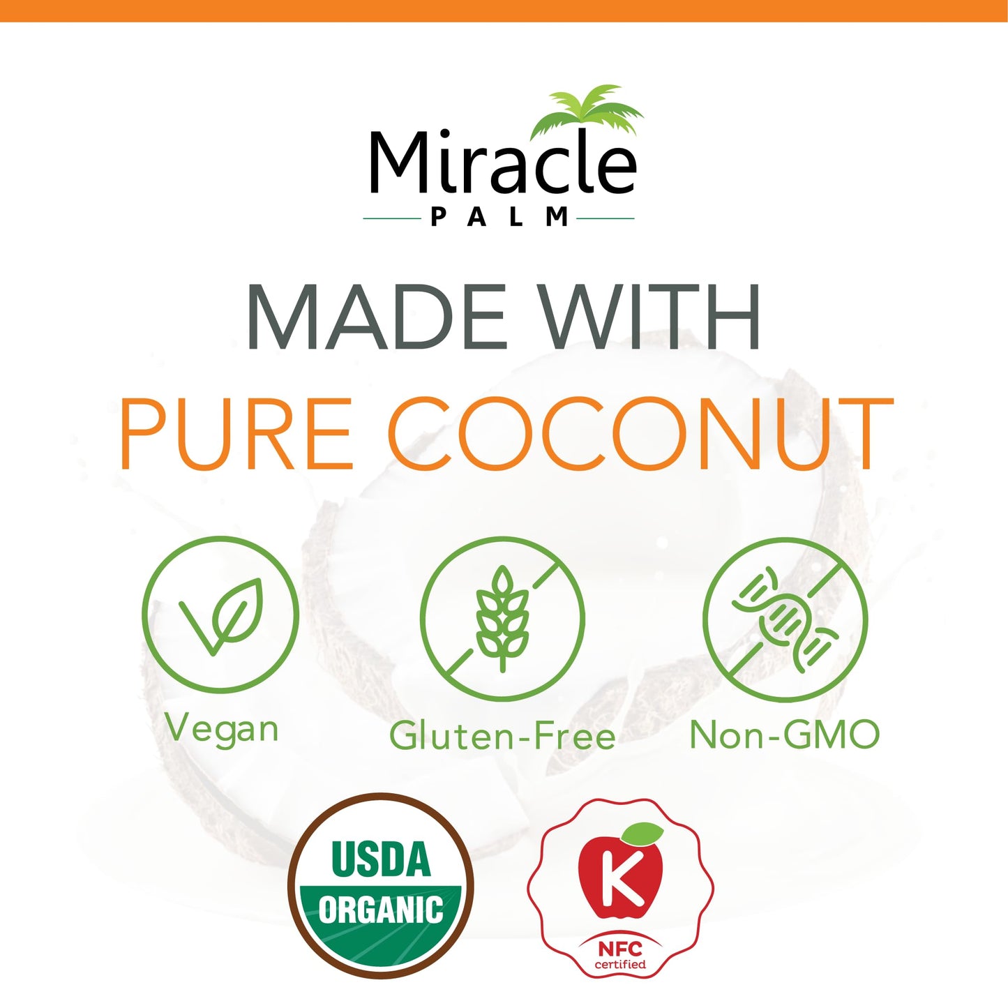 Miracle Palm Organic Coconut Milk Unsweetened - No Gums or Preservatives, Vegan, Dairy Free, Gluten Free, 13.5 Fl Oz Cans (Pack of 6)