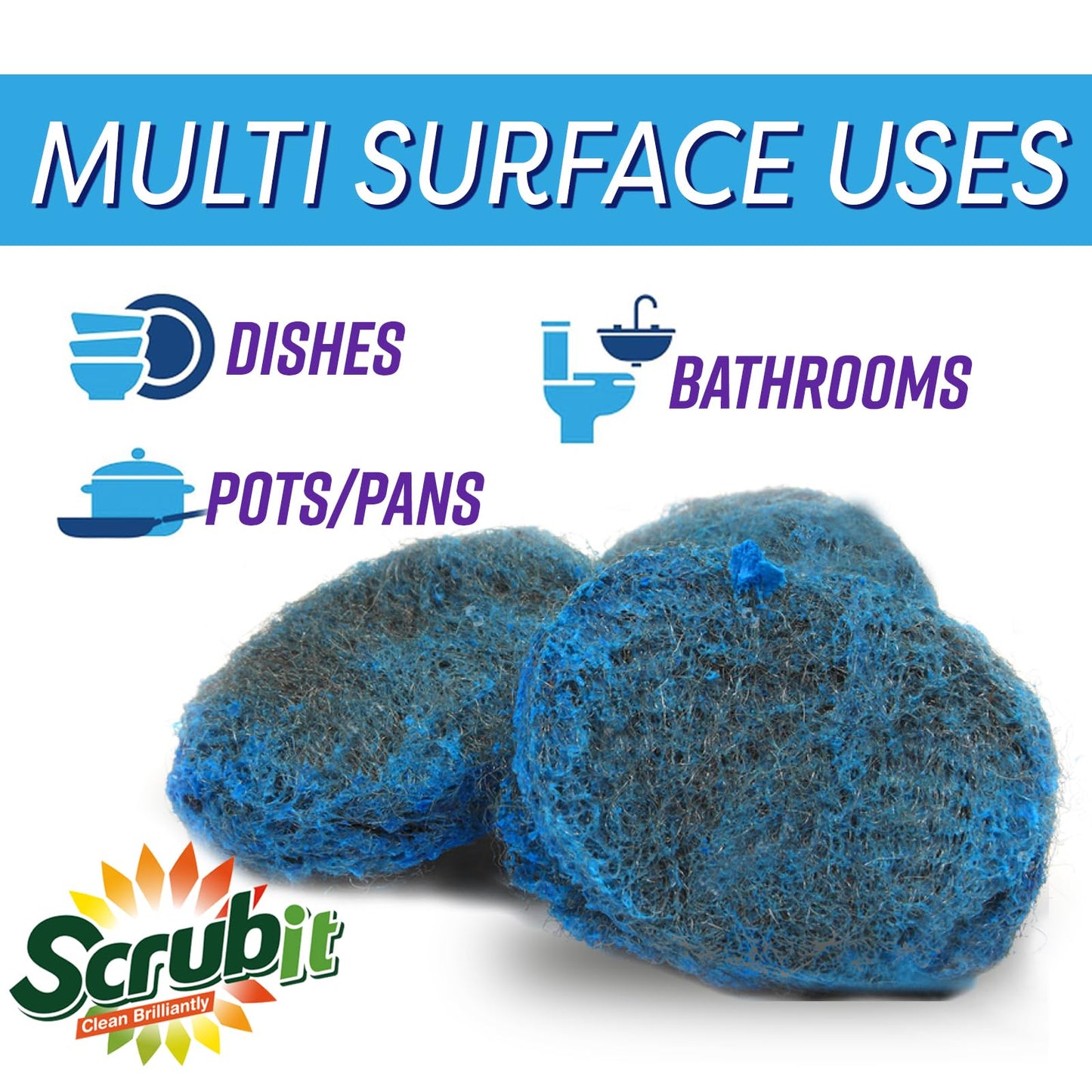 18 Pack Steel Wool Soap Pads by SCRUBIT - Metal Scouring Cooktop Cleaning Pads Used for Dishes, Pots, Pans, and Ovens - Pre-Soaped for Easy Cleaning