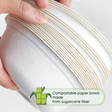 ECOLipak 150 Pack 12 oz Paper Bowls Disposable, Heavy-Duty Biodegradable Compostable Bowls Made of Natural Sugarcane Bagasse, Suitable for Salad