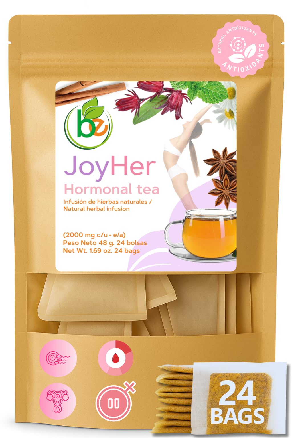 Women’s(Mujere)Herbal Tea-24 Tea Bags-Traditional Infusion,Chamomile,Cinnamon,Hibiscus,Anise,Spearmint,Dong Quai,Chaste Berry & Black Cohosh Authentic