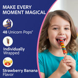 Adams & Brooks Strawberry Banana Mini Unicorn Pops, 10 oz Jar (24 ct.) - Twisty Unicorn Lollipops, Individually Wrapped Candy for Kids & Adults