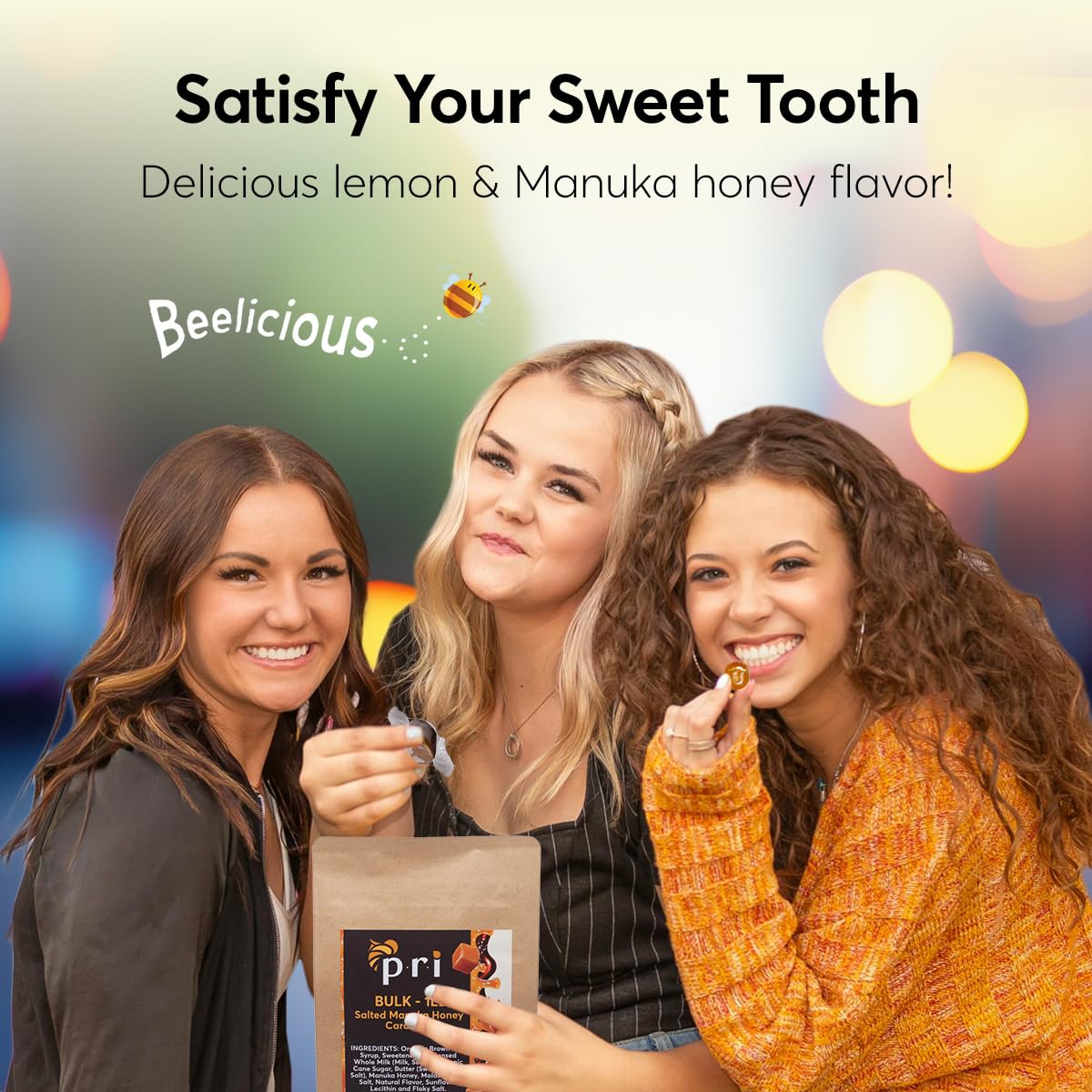P.R.I Manuka Honey Salted Caramels - 1 lb Bulk Bag - Soft Chewy Caramels Made with New Zealand Manuka Honey & Sea Salt - Clean?Label, No Corn Syrup