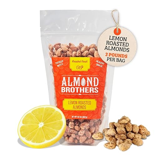Almond Brothers Roasted Almonds - 2 lb Bag - Hand Crafted Lemon Glazed Almonds, Gluten-Free, Non-GMO