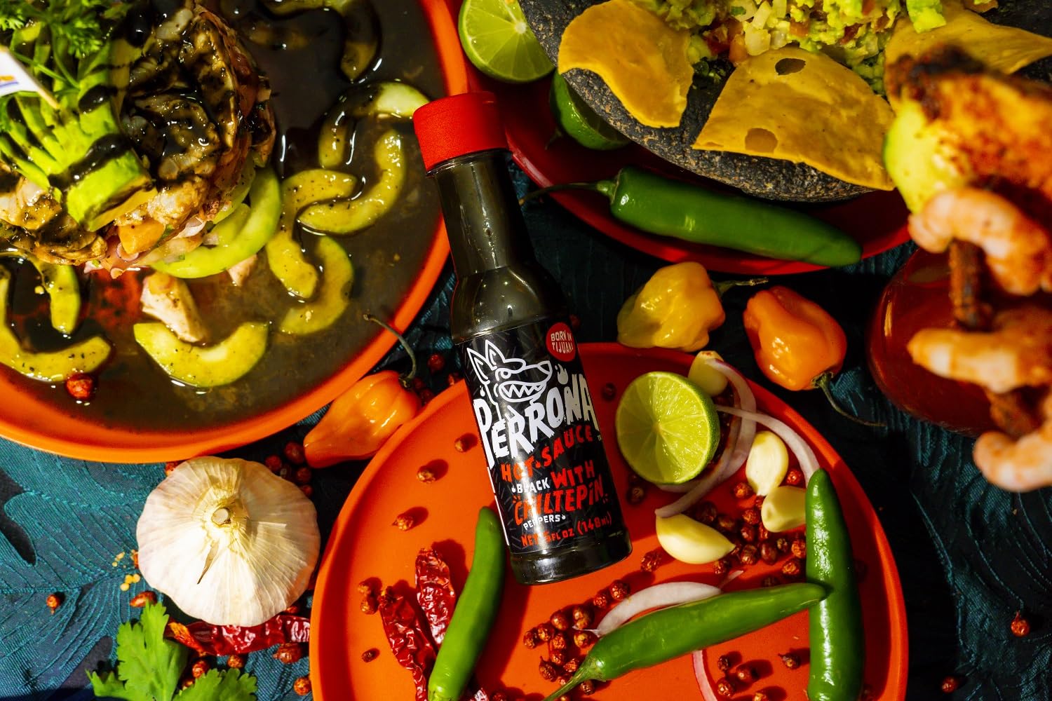 La Perrona Negra Seafood Hot Sauce 5 Ounce Bottle | Black Marisco Salsa Picante | Extra Spicy | Handmade | 3 Pack