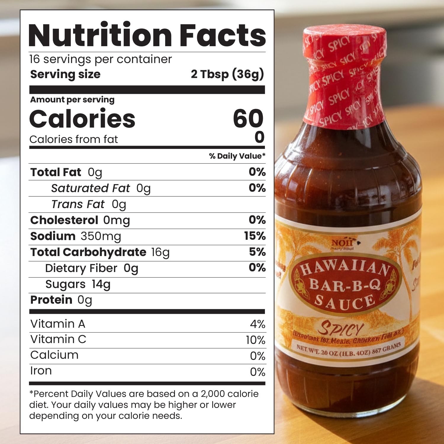 NOH Hawaiian Spicy Hawaiian Barbecue Sauce, 20 oz (Pack of 1) - Spicy Hawaiian BBQ Sauce, Ideal for Barbecue Chicken, Ribs, Steak, Burgers & More