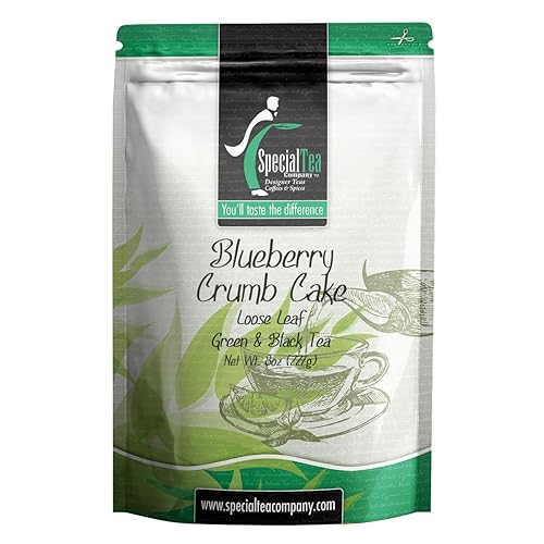 Special Tea Loose leaf Green Tea, Blueberry Crumb Cake, 8 Ounce
