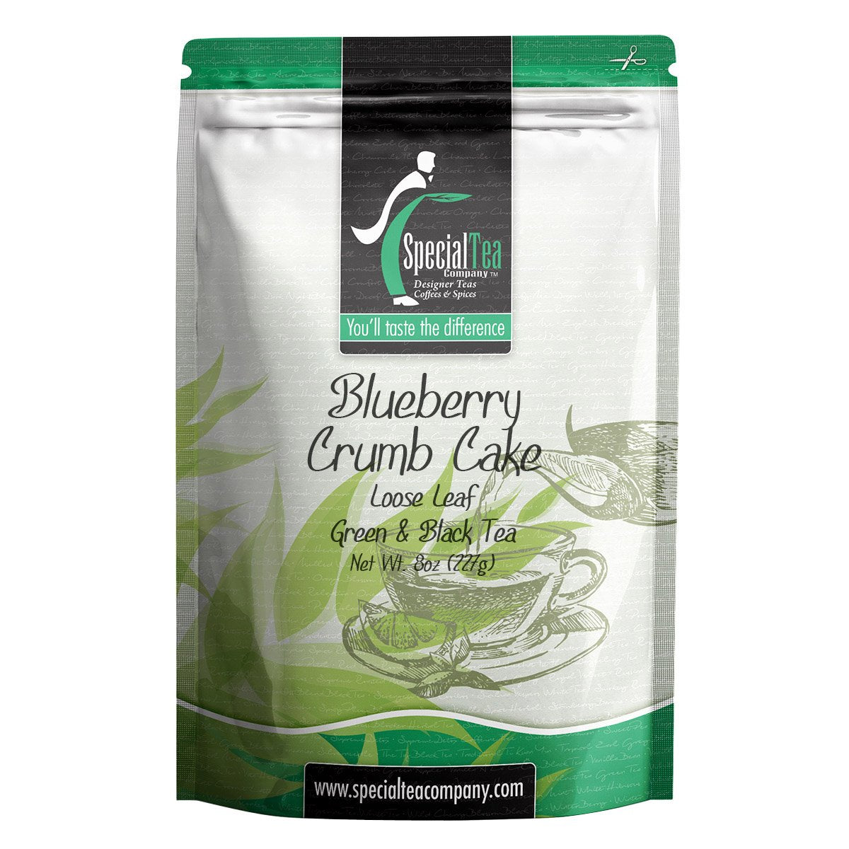 Special Tea Loose leaf Green Tea, Blueberry Crumb Cake, 8 Ounce
