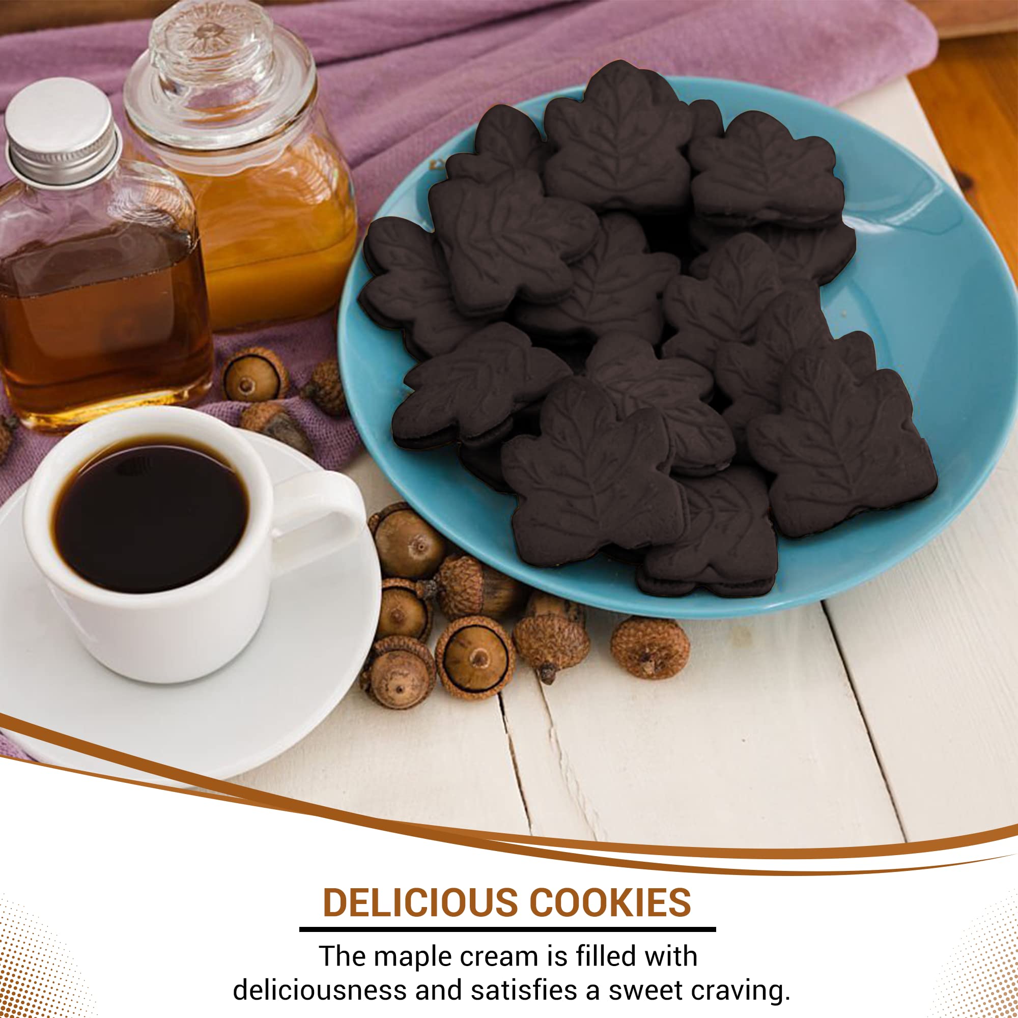 Turkey Hill Sugarbush 100% Pure Canadian Premium Maple Syrup Chocolate Cream Filled Cookies- All-Natural Maple Leaf Shape Delicious Cookies(2 Pack