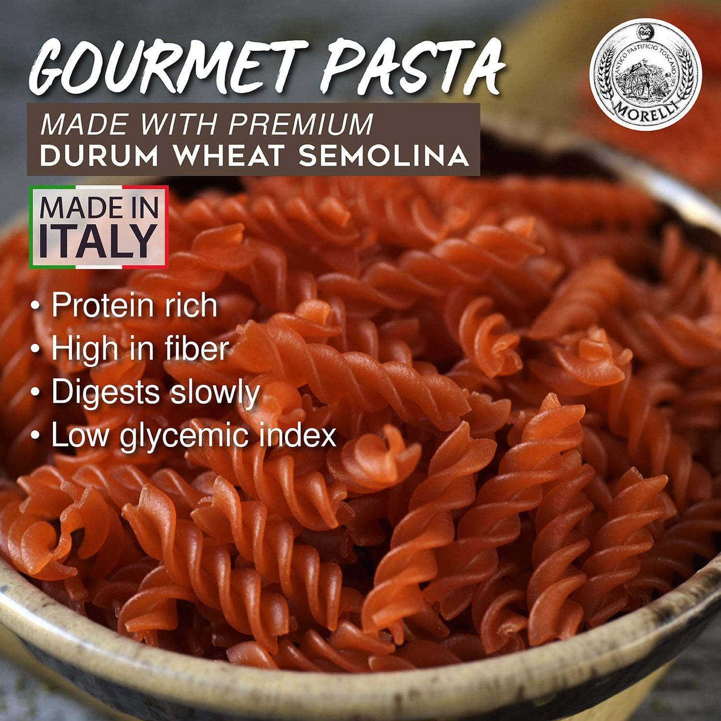 Morelli Pasta Fusilli Red Lentil Pasta - Gluten Free High Protein & Fiber - Imported from Italy 8.8oz / 250g (4 pack)