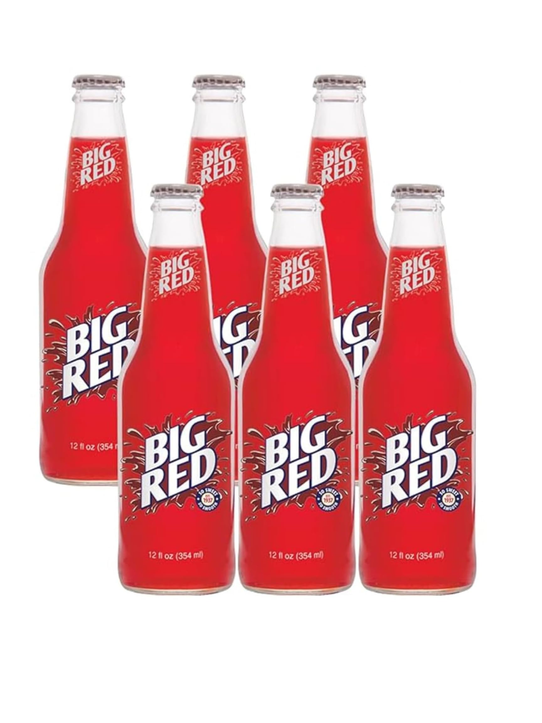Big Red® Soda - Made with Real Sugar - 6 Pack of 12 oz Glass Bottles - Nostalgic Red Cream Soda