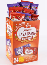 The Happy Snack Company Fava Beans Variety Pack 24 x 1 oz (Smoky BBQ Flavor and Pizza Flavor). High Fiber Vegan Protein Snacks for Adults and Kids