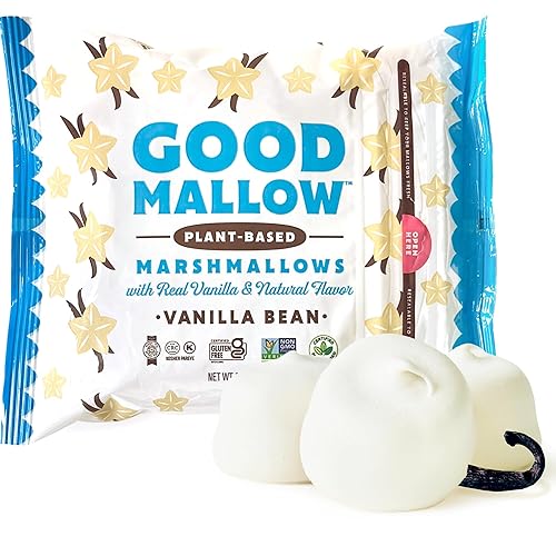 GoodMallow Vegan Marshmallows - Large Kosher Gluten Free Dairy Free Healthy Marshmallows - 8 oz. Natural Gelatin Free for Hot Chocolate, Smores