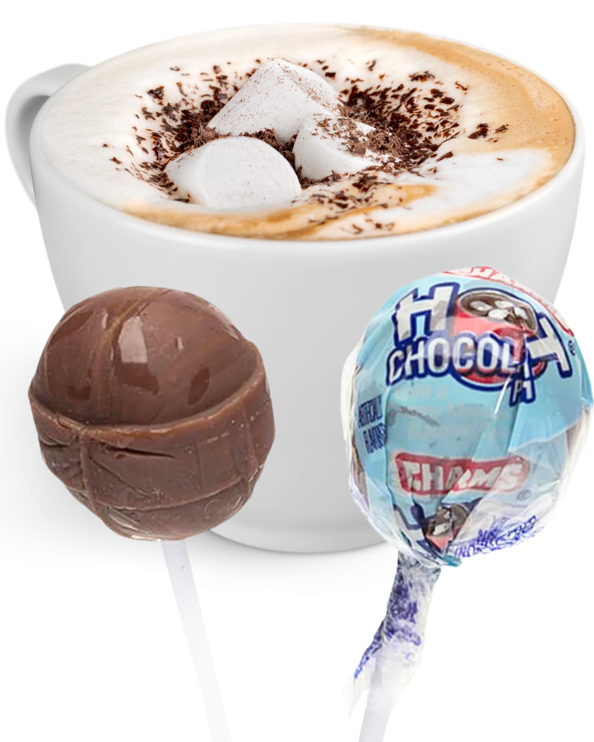 Hot Chocolate Flavored Charms Lollipops, Original Marshmallow Centered Charms Sweet Pops Suckers, by Queen City Candy Cave (21 Count)
