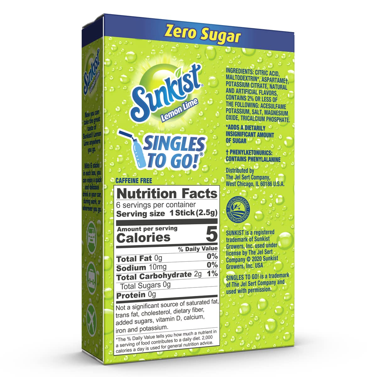 Sunkist Soda Lemon Lime Singles To Go Drink Mix, 0.53 OZ, 6 CT