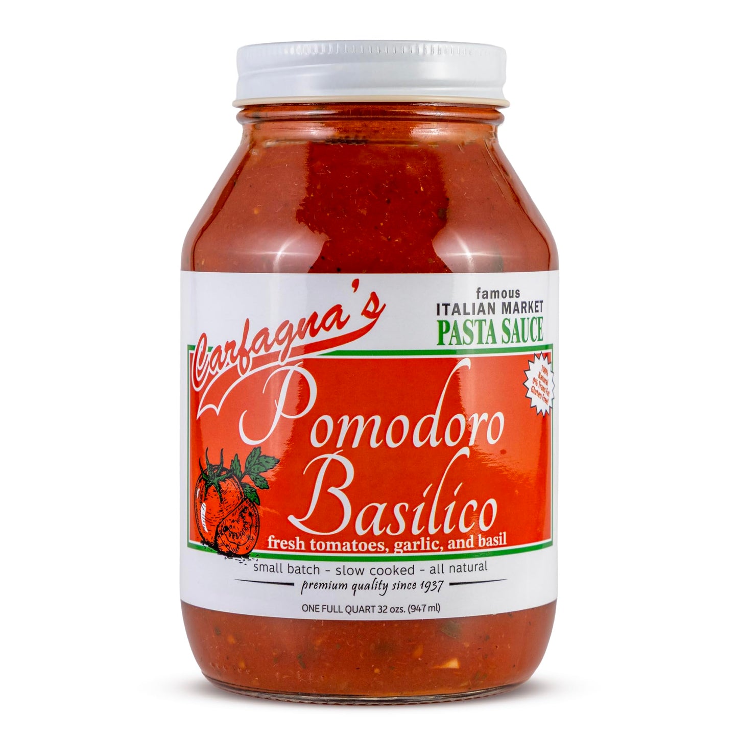 Carfagna's Pasta Sauce, Established 1937, Family Recipe, Made in Small Batches (32 Ounce, Pomodoro Basil)