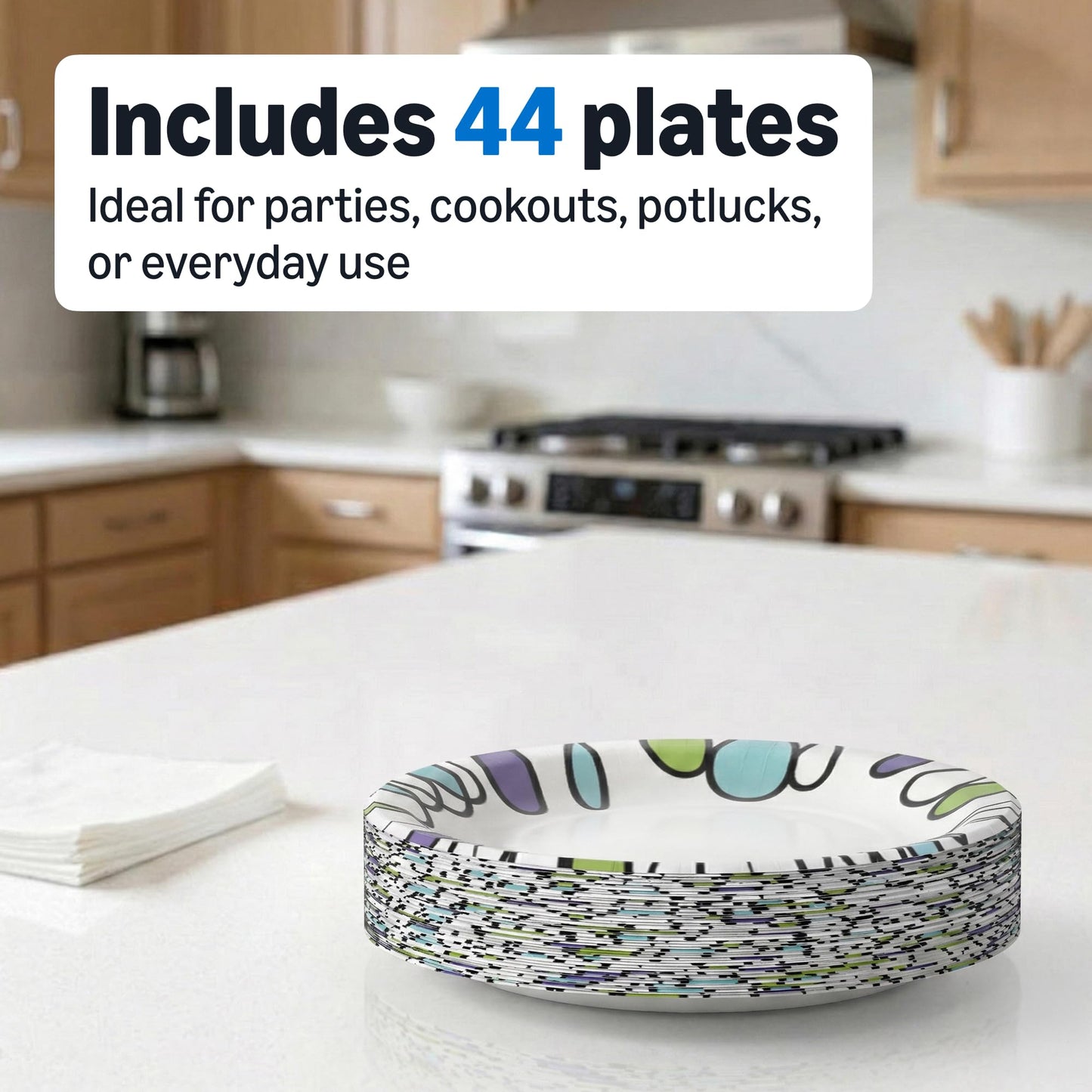 Amazon Basics Ultra Paper Plates, 10 Inch, Disposable, 44 Count, Packaging May Vary