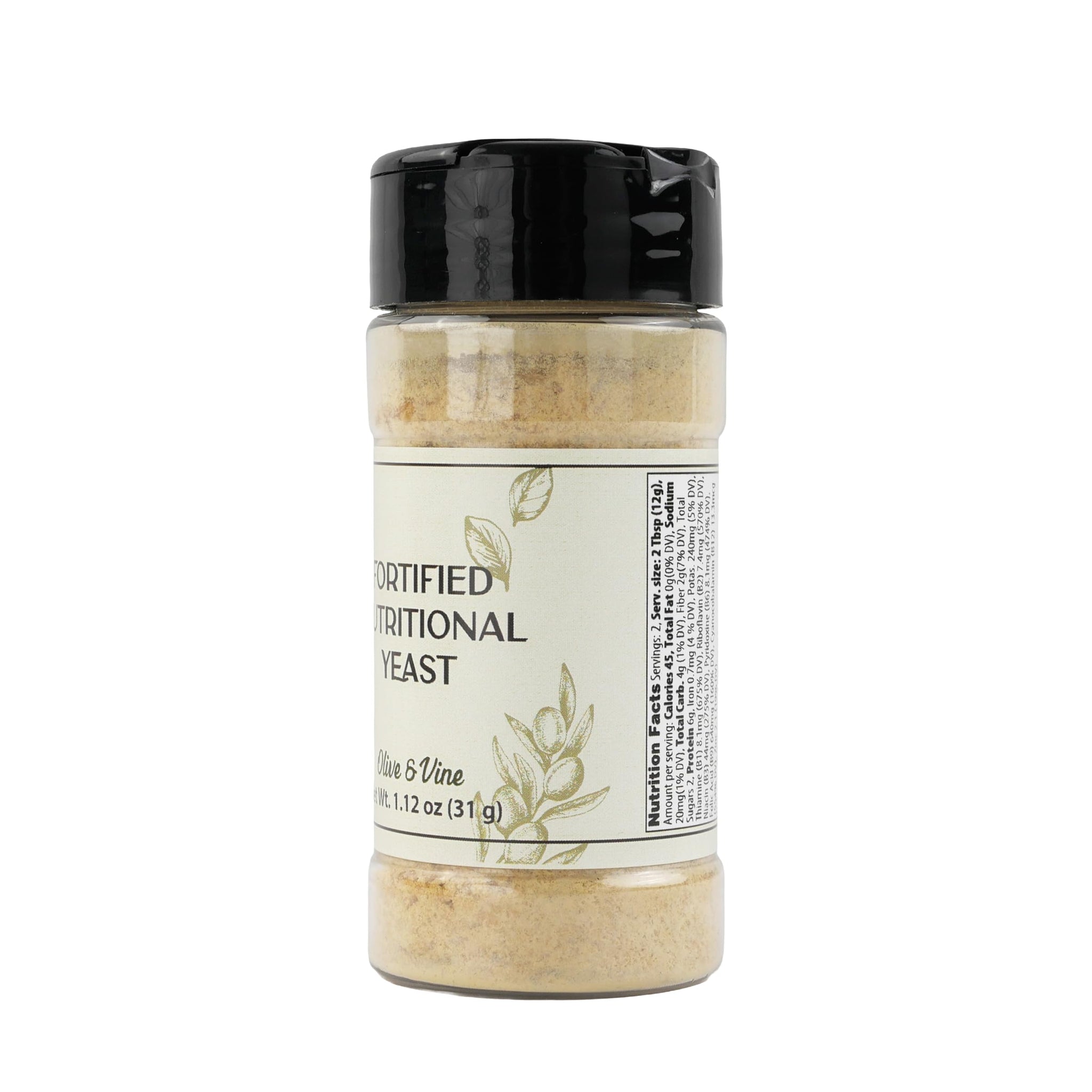 Olive & Vine Fortified Nutritional Yeast, Savory Flavor, For Vegan Dishes & Sauces, Rich Tradition, Authentic Taste, For Global Recipes (1.12 Ounce)