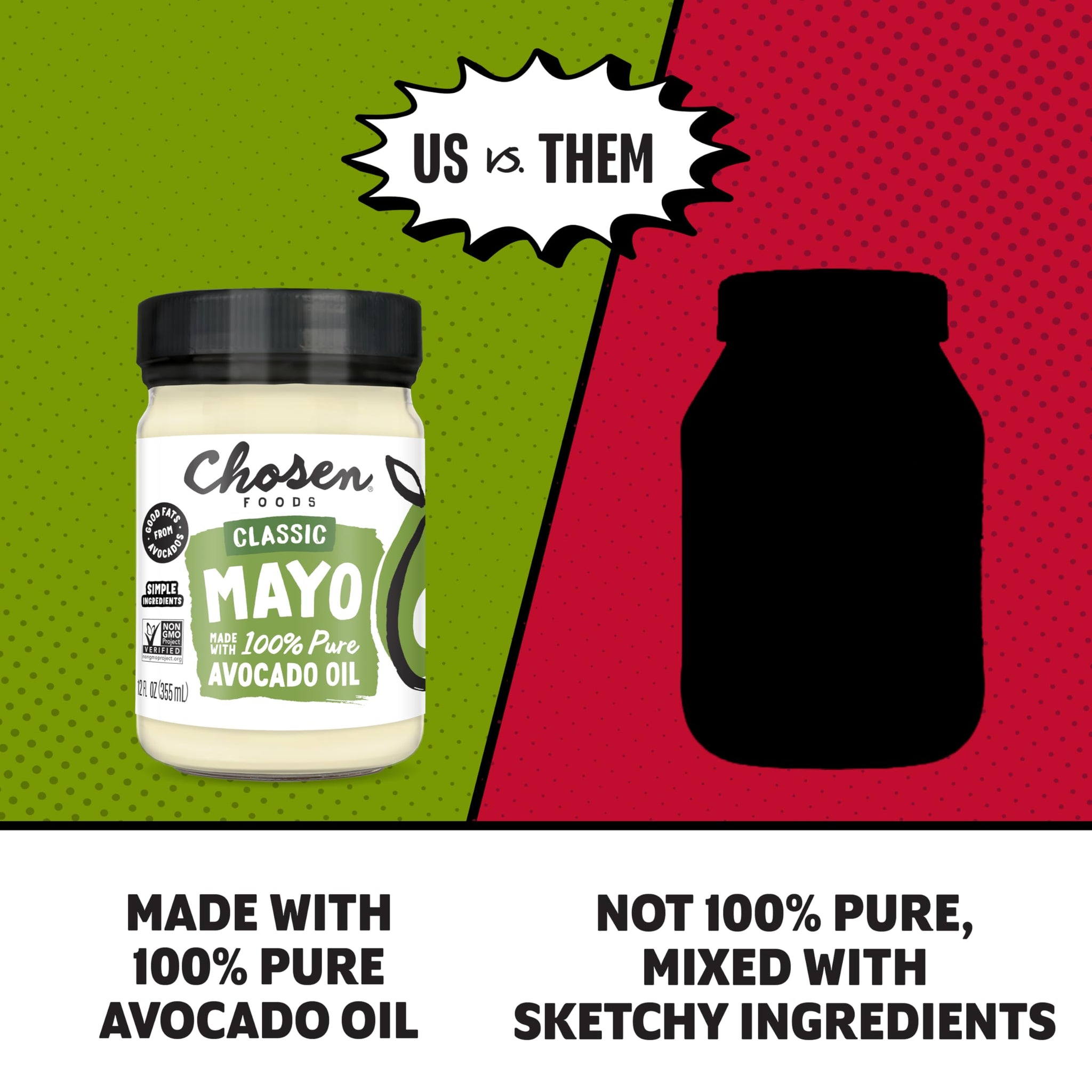 Chosen Foods Classic Vegan Avocado Oil-Based Mayonnaise, Gluten & Dairy Free, Low-Carb, Keto Diet Friendly, Mayo for Sandwiches, Dressings and Sauces