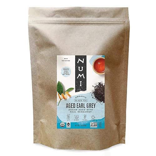Numi Organic Tea Aged Earl Grey, 16 Ounce Pouch (Pack of 6) Loose Leaf Black Tea, 200+ Cups Per Bag, Packaging May Vary