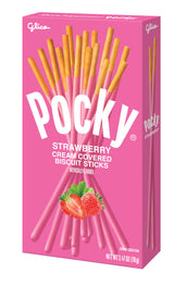 Pocky Strawberry Biscuit Sticks - Sweet Strawberry-Covered Crunchy Snack, Mess-Free and Great for Sharing - (Pack of 10)