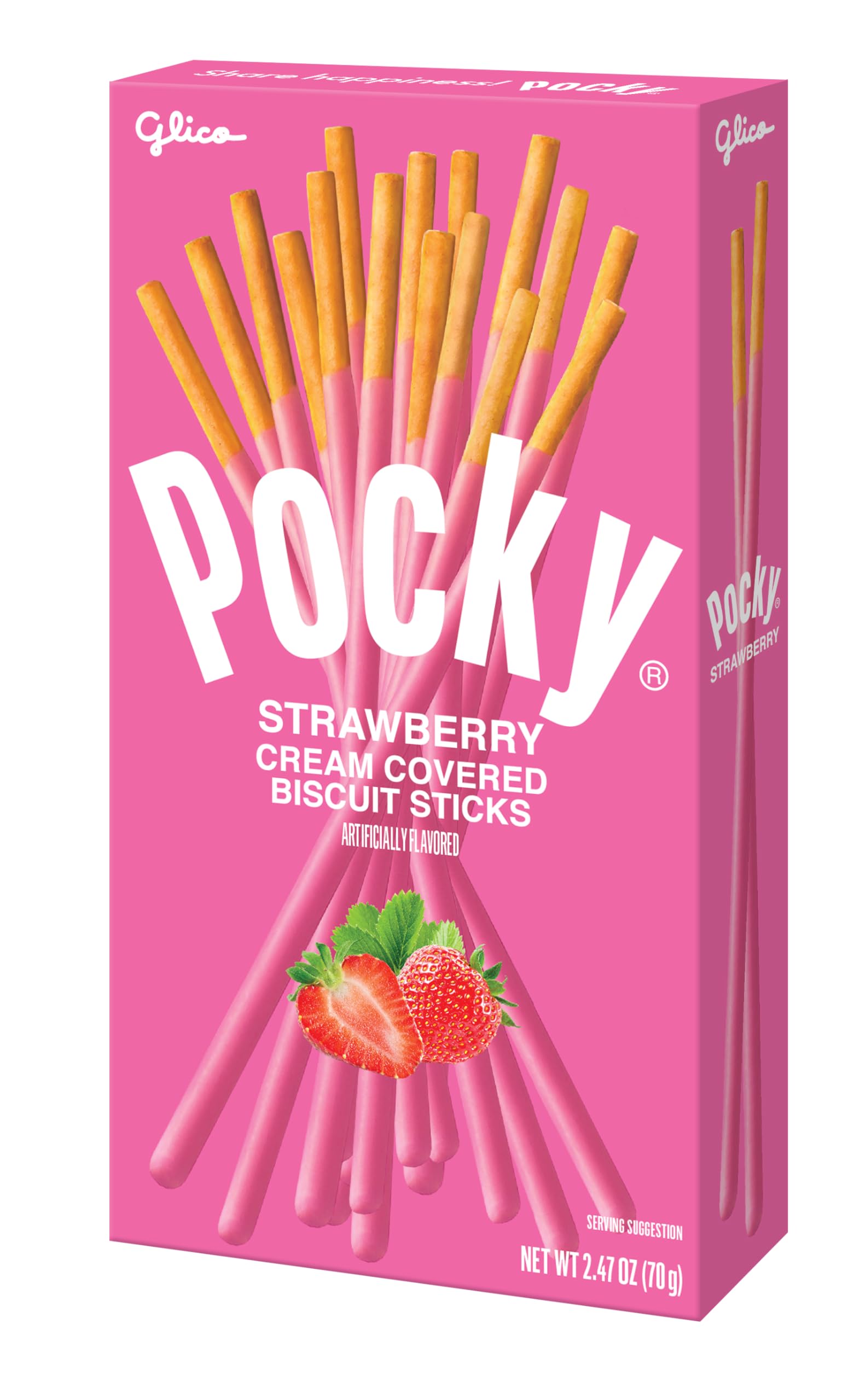 Pocky Strawberry Biscuit Sticks - Sweet Strawberry-Covered Crunchy Snack, Mess-Free and Great for Sharing - (Pack of 10)