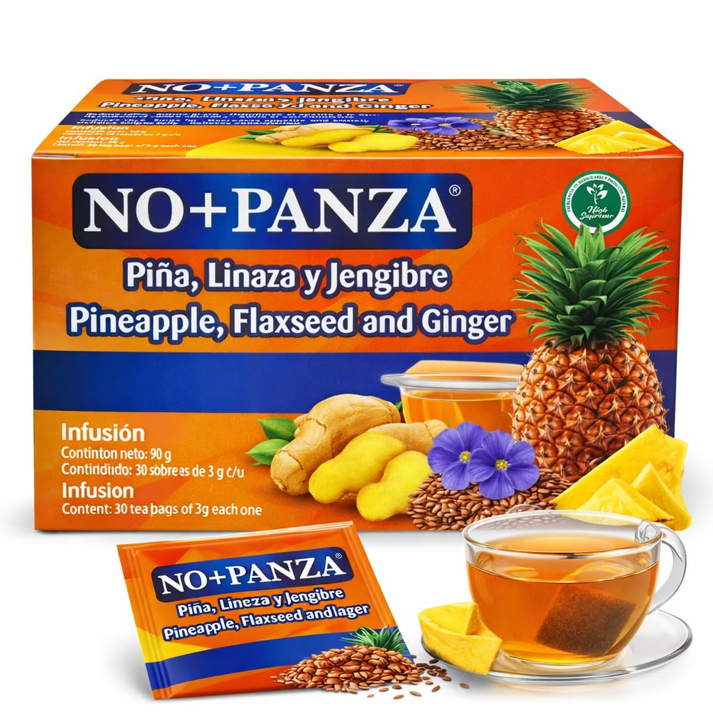 Herbal Tea by High Supreme - 30 Tea Bags,Ginger, Pineapple, Cinnamon & Flaxseed - 100% Natural,Vegan, Caffeine-Free Infusion-Traditional Herbal Blend