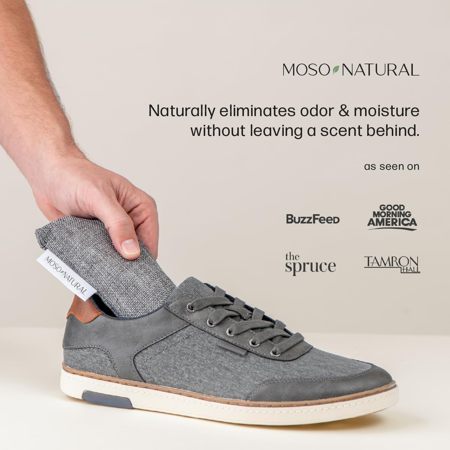 Moso Natural Shoe Deodorizer Inserts, Charcoal Odor Absorber for Shoes, Gym Bag & Boot Deodorizer, Long-Lasting Shoe Odor Elimination, Unscented Air