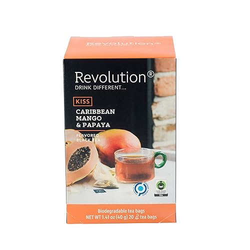 REVOLUTION TEA® Tropical Black Tea [THE ORIGINAL] - Caribbean Mango & Papaya - Premium Full Leaf Tea - Biodegradable Infuser Tea Bags - Flavored Black