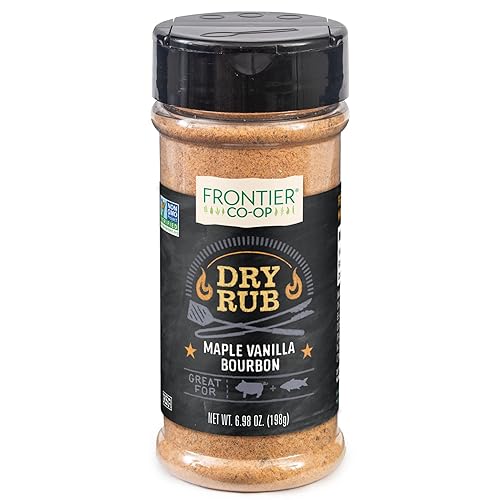 Frontier Co-op Maple Vanilla Bourbon Dry Rub Seasoning, 6.98 oz - Dry Rub for Wings, Pork,or Salmon