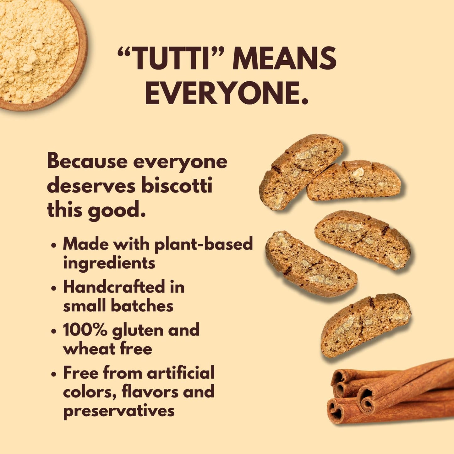 Tutti Gourmet Gluten Free Gingerbread Biscotti, 9.9 oz (283g) Resealable Cookie Bag - Vegan and Halal Snacks
