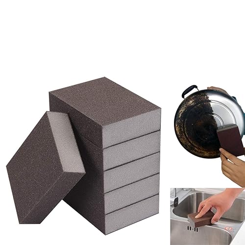 XZSUN 6 Pcs Heavy Duty Scrub Sponge? Magic Emery Sponge Brush,Nano Emery Sponge&Cleaning Sponge?Cleaning Brushes for Household use?Dark Brown