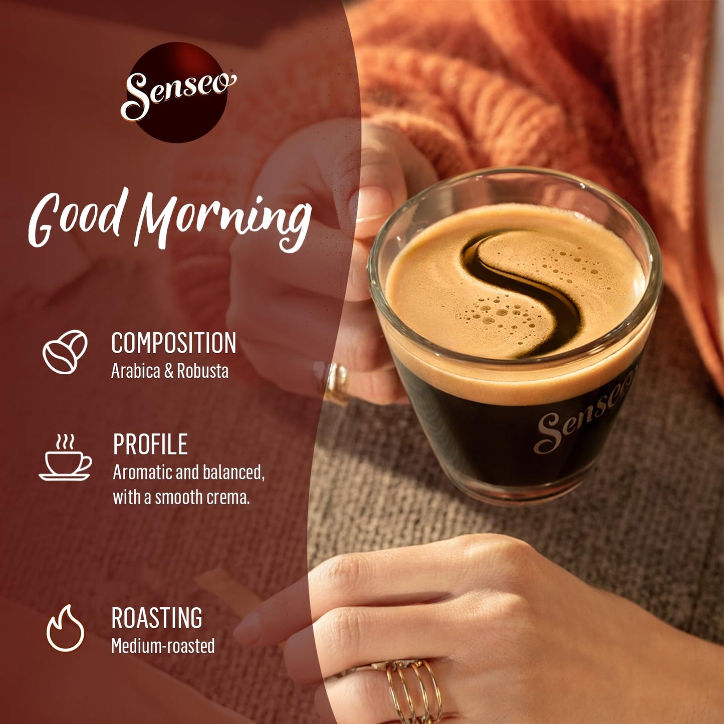 Senseo Good Morning XL Coffee Pods, 50 Count (5 Packs of 10), Robust Breakfast Blend Cofee Soft Pods, Good for Cold Brew Coffee