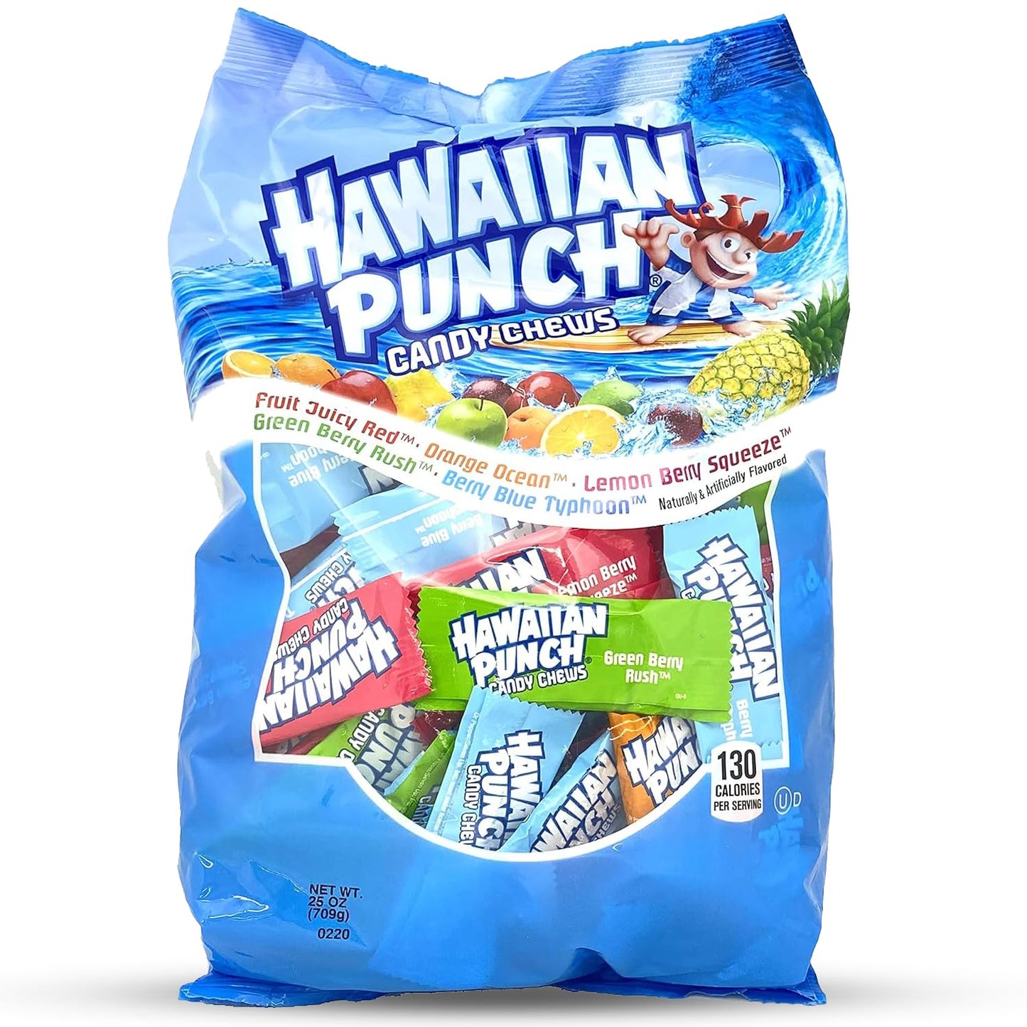 Adams & Brooks Hawaiian Punch Candy Chews (Lemon Berry Squeeze, Fruit Juicy Red, Blue Typhoon, Green Berry Rush, & Orange Ocean), Big Bag (25 oz)