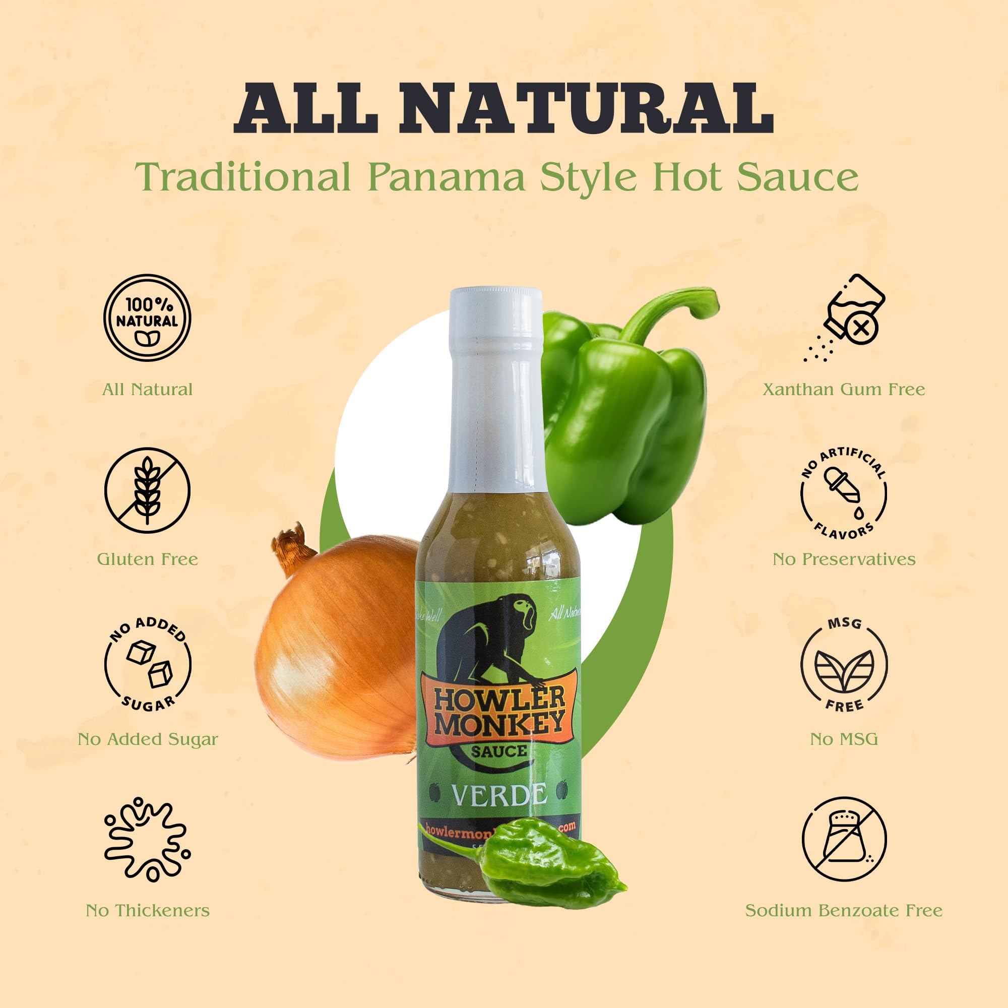 Howler Monkey Sauce - Verde Hot Sauce - 5 Fl Oz (Pack of 4)