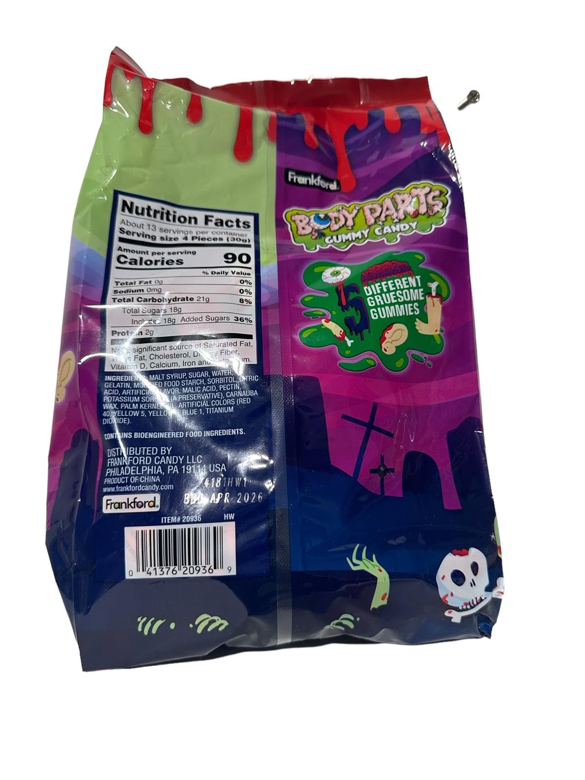 Halloween Candy Treats, Kid's Snacks for Trick or Treating, School Parties plus a B BBO Halloween souvenir pouch! (Halloween Body Part Candies and a