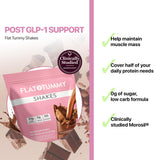 Flat Tummy Shakes - Chocolate, 20 Servings - Post GLP-1 Protein Supplement, High Protein, Zero Sugar, Keto-Friendly Meal Replacement with Clinically