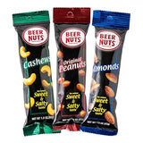 Beer Nuts Variety Packs, Individually Packed Tubes, Original Peanuts, Cashews, Almonds, Fiery Peanuts, The Unique Sweet and Salty Flavor, American