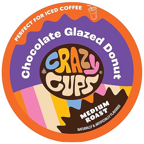 Crazy Cups Flavored Coffee Pods, Chocolate Glazed Donut, Flavored SIngle Serve Coffee Capsules for all Keurig K Cups Coffee Makers, 22 Count (Pack